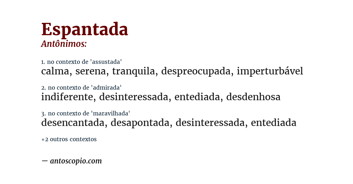 Antônimo de espantada