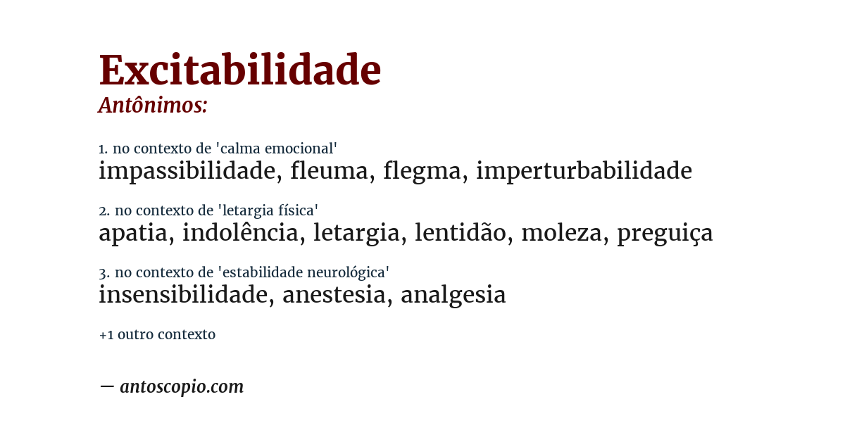 Antônimo de excitabilidade
