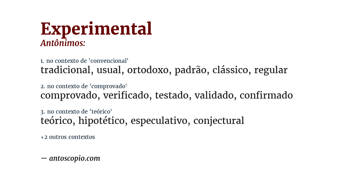 Antônimo de experimental