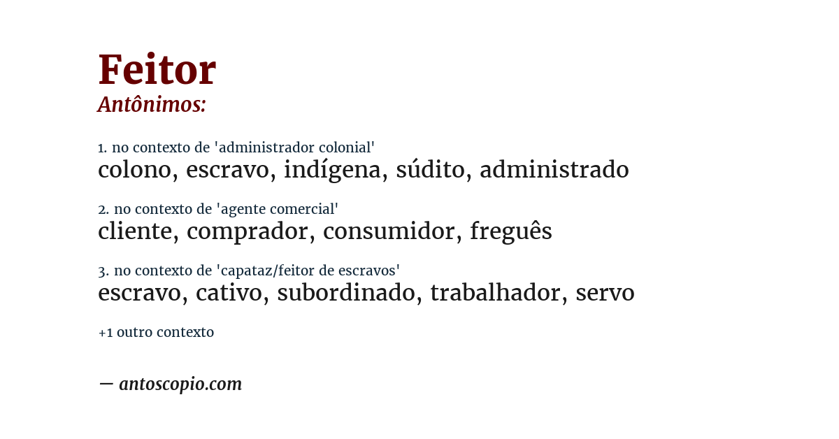 Antônimo de feitor