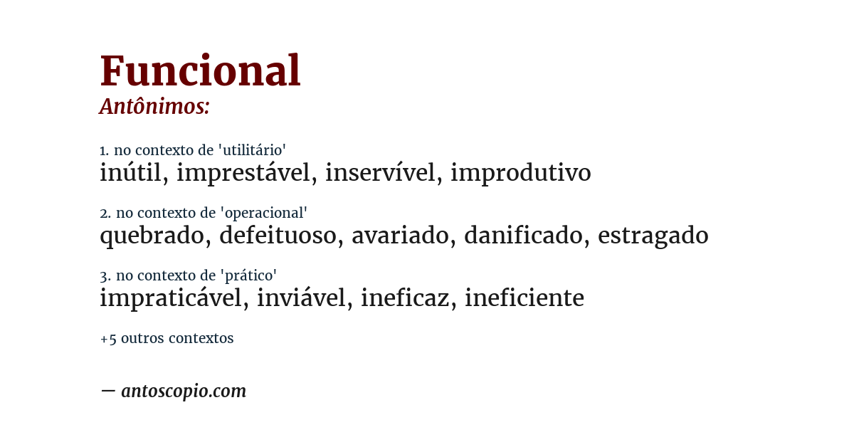 Antônimo de funcional