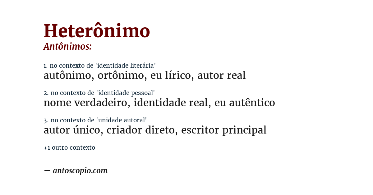 Antônimo de heterônimo