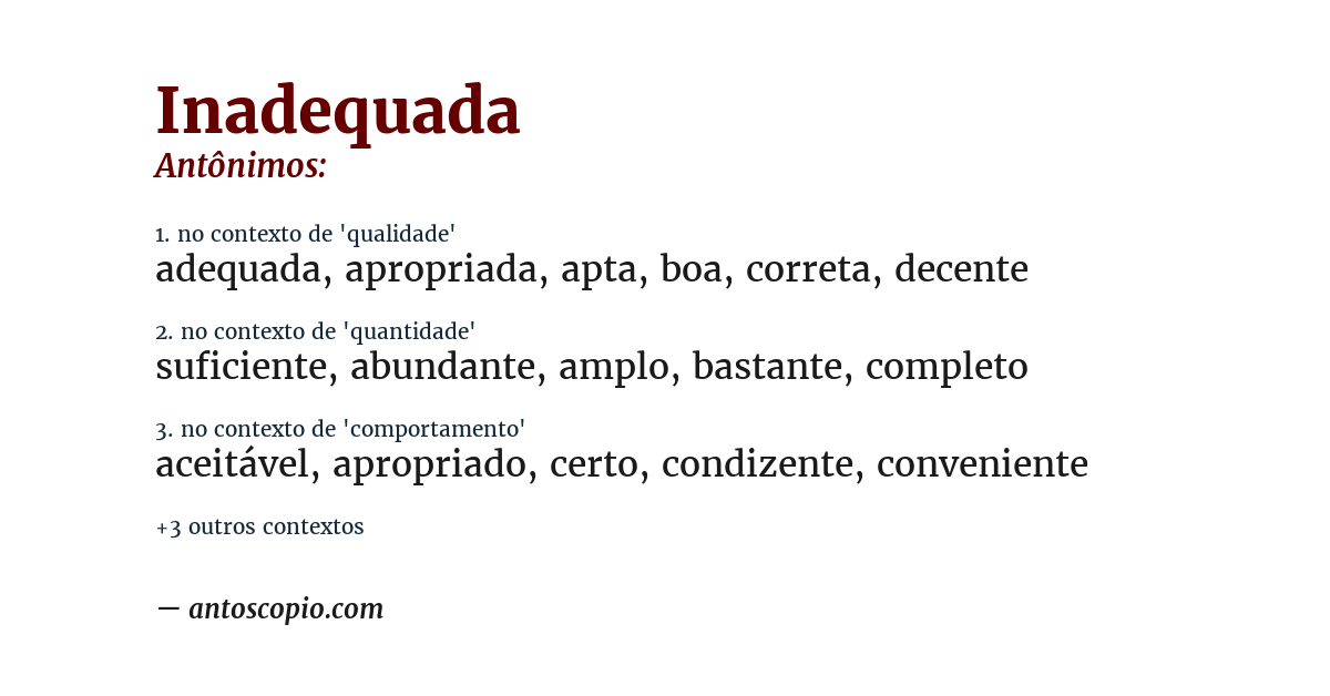 Antônimo de inadequada
