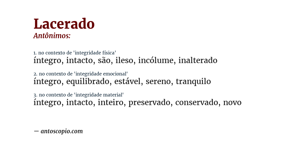 Antônimo de lacerado