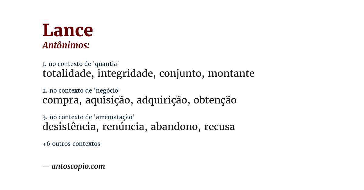 Antônimo de lance