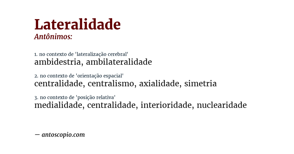Antônimo de lateralidade