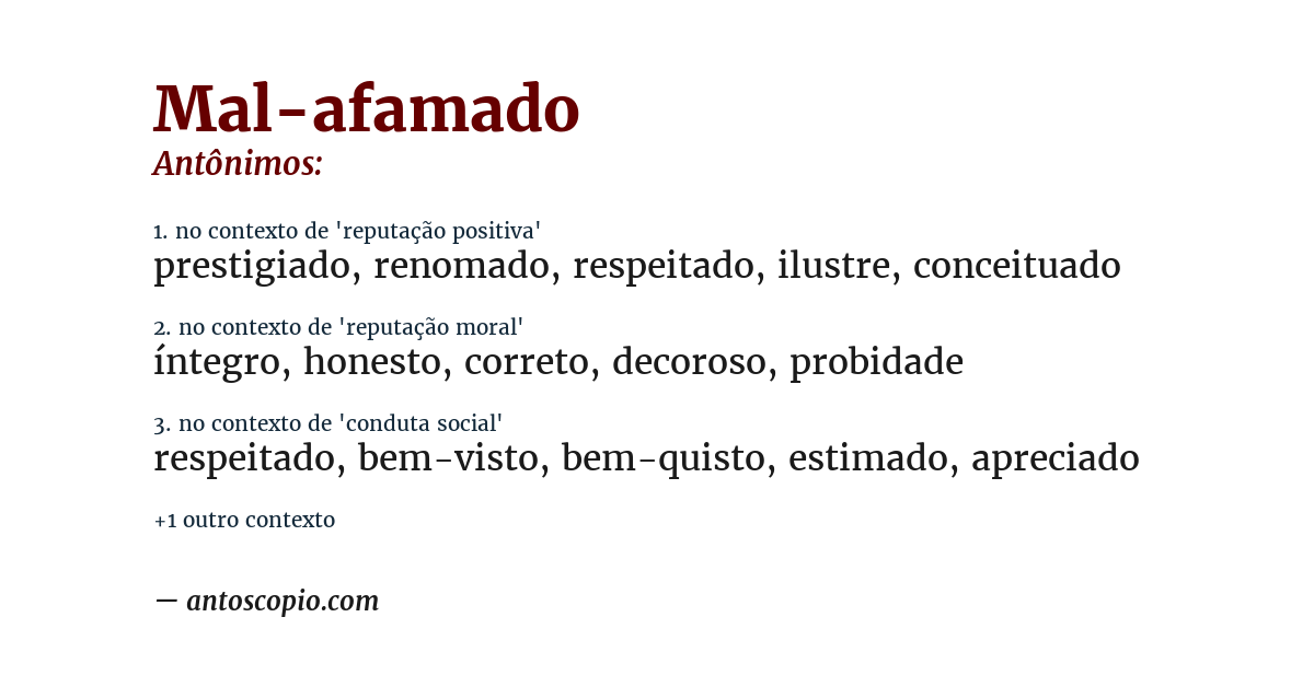 Antônimo de mal-afamado
