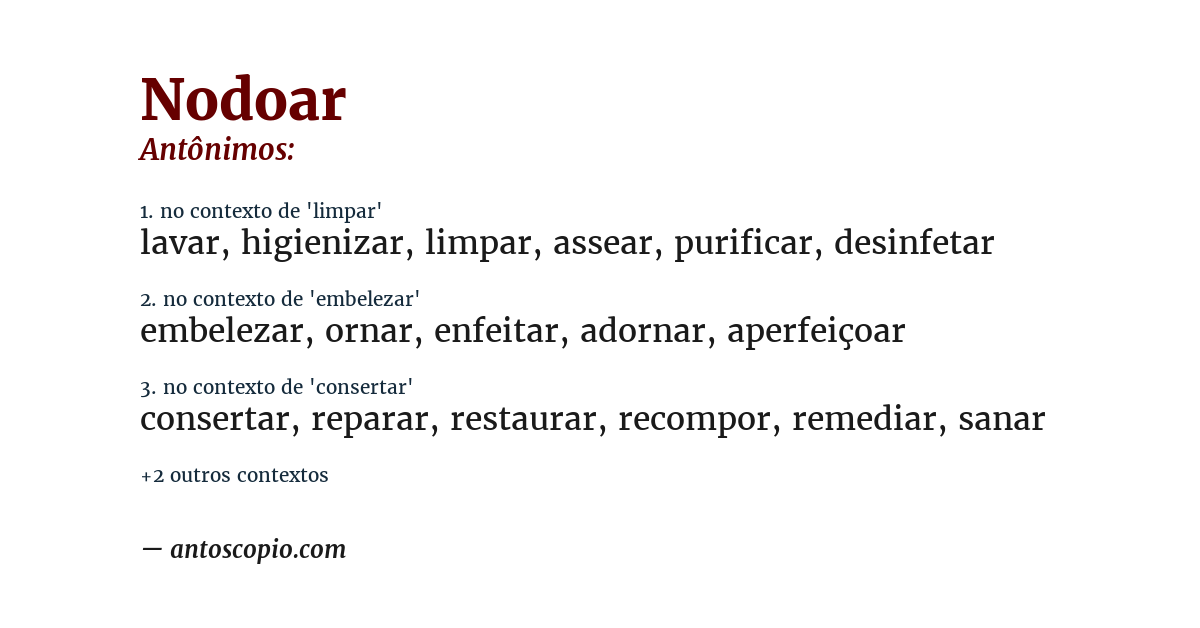 Antônimo de nodoar
