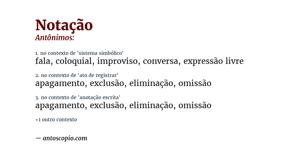 Antônimo de notação
