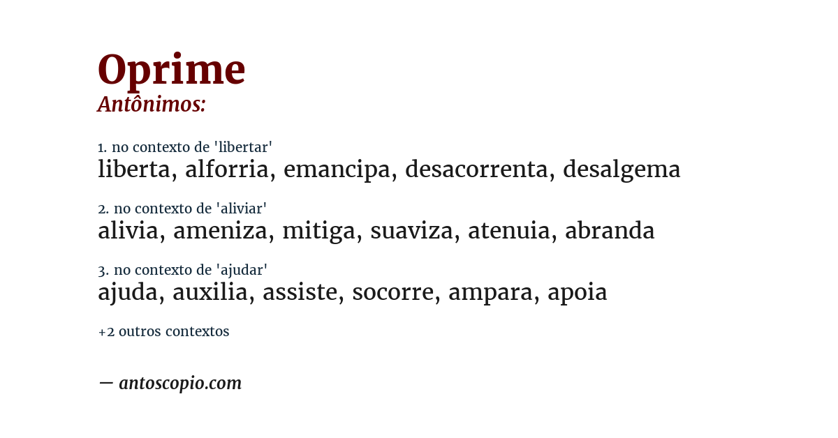 Antônimo de oprime