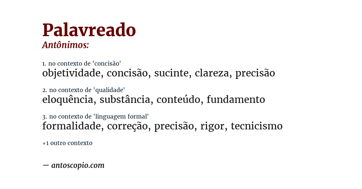 Antônimo de palavreado