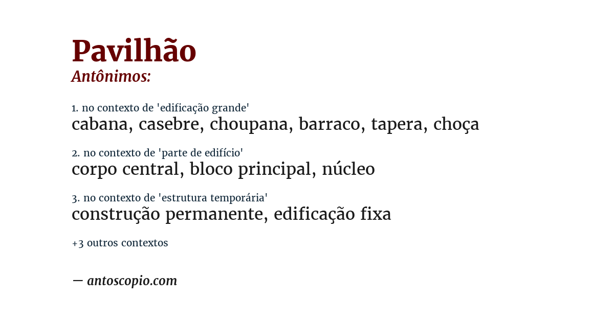 Antônimo de pavilhão