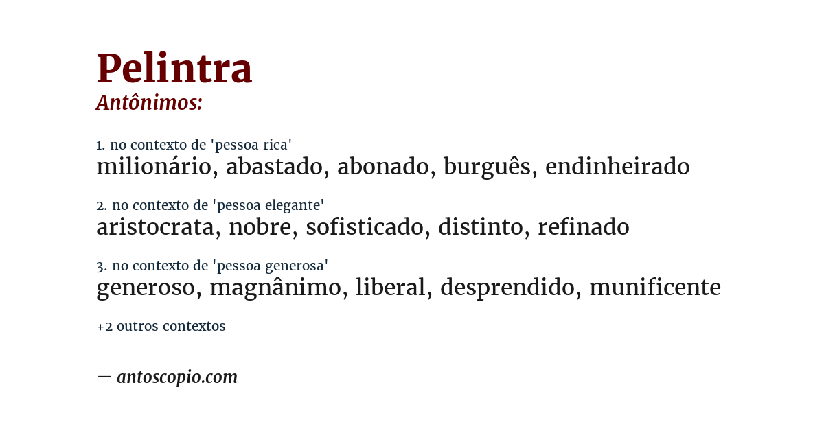 Antônimo de pelintra