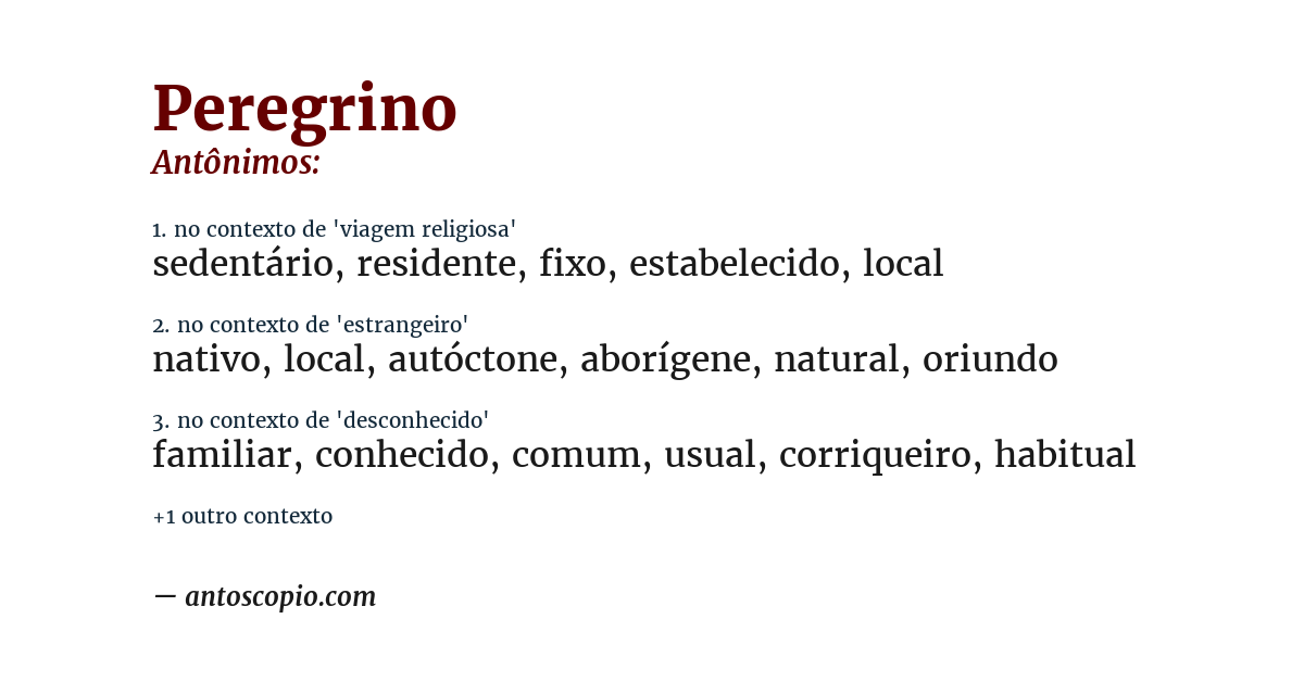Antônimo de peregrino
