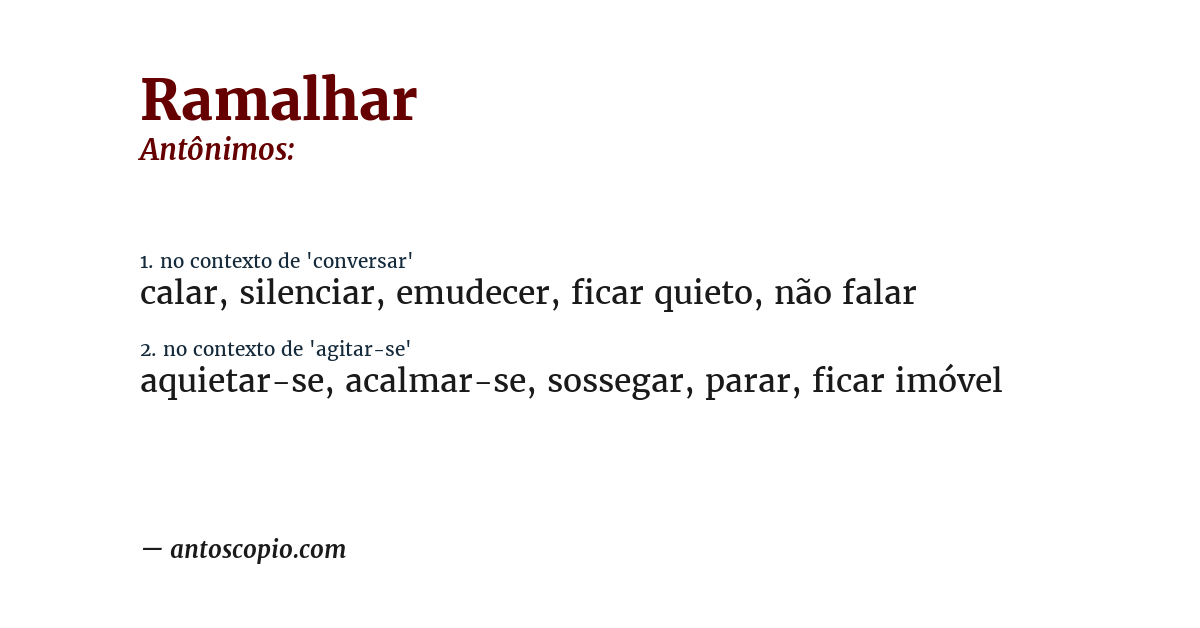 Antônimo de ramalhar