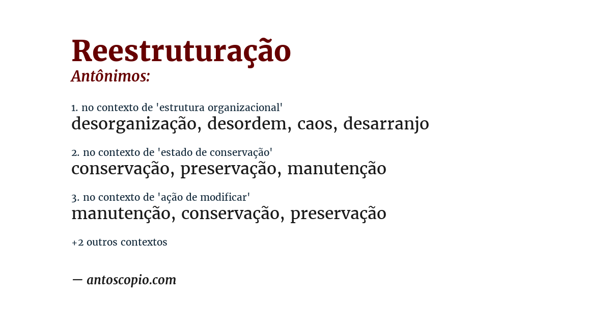Antônimo de reestruturação