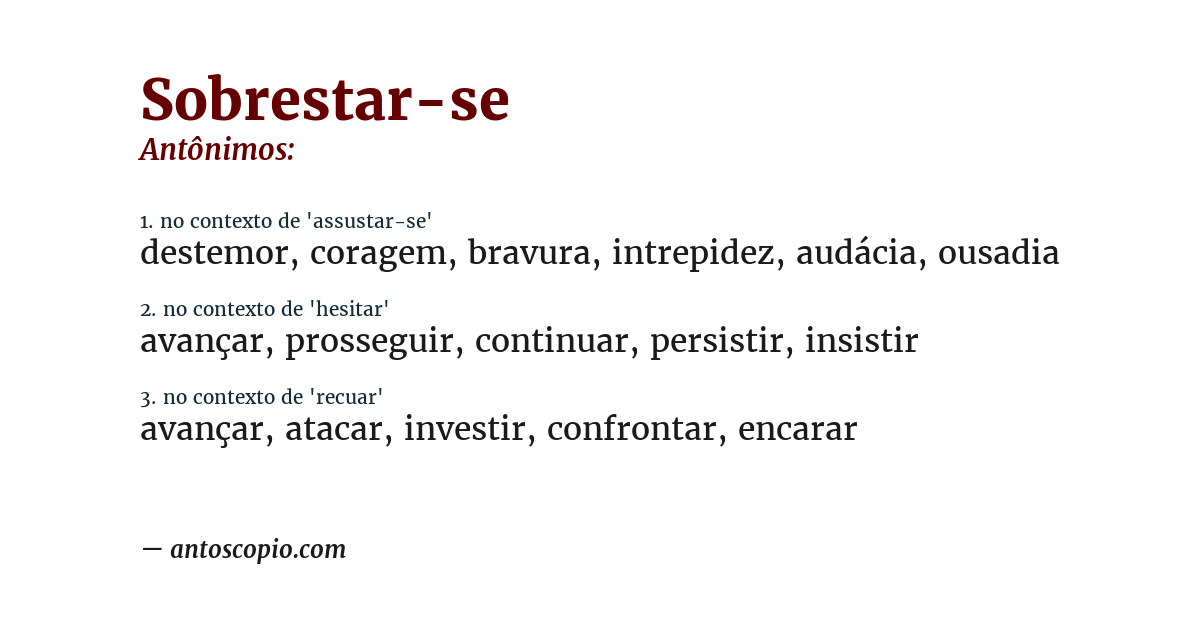 Antônimo de sobrestar-se