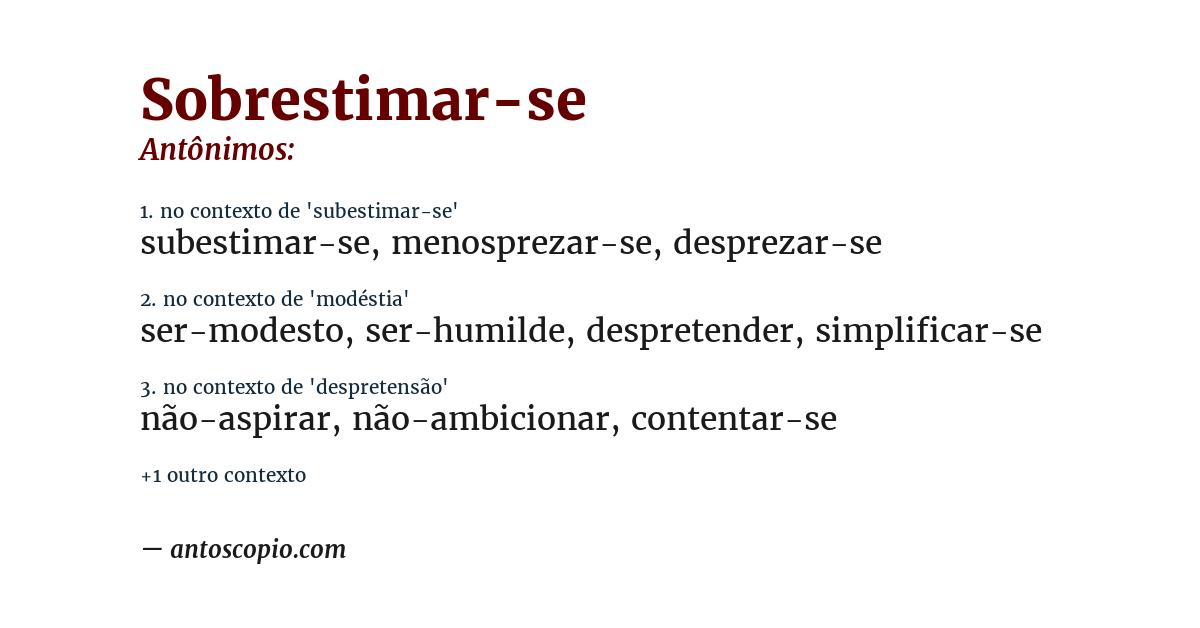 Antônimo de sobrestimar-se