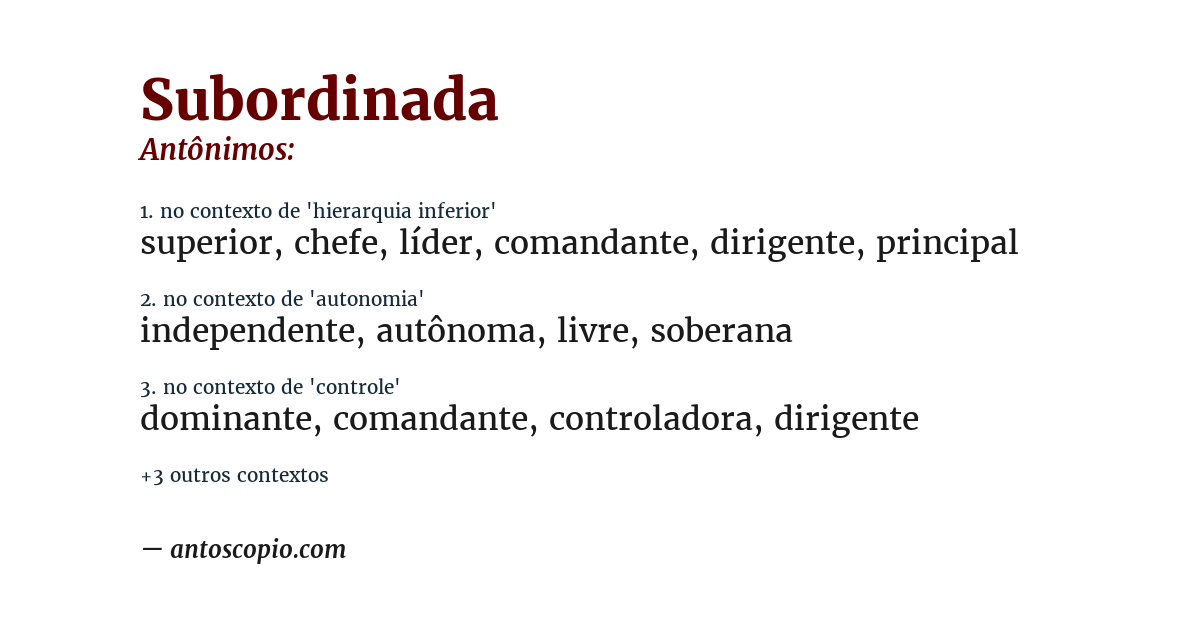 Antônimo de subordinada