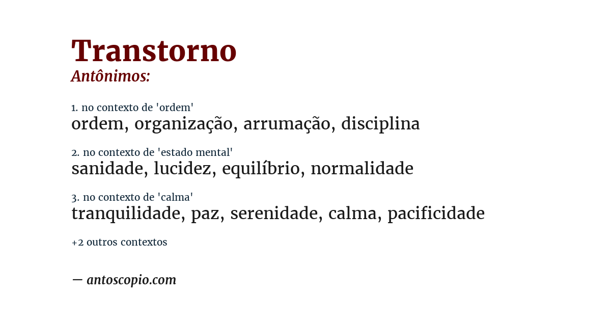 Antônimo de transtorno