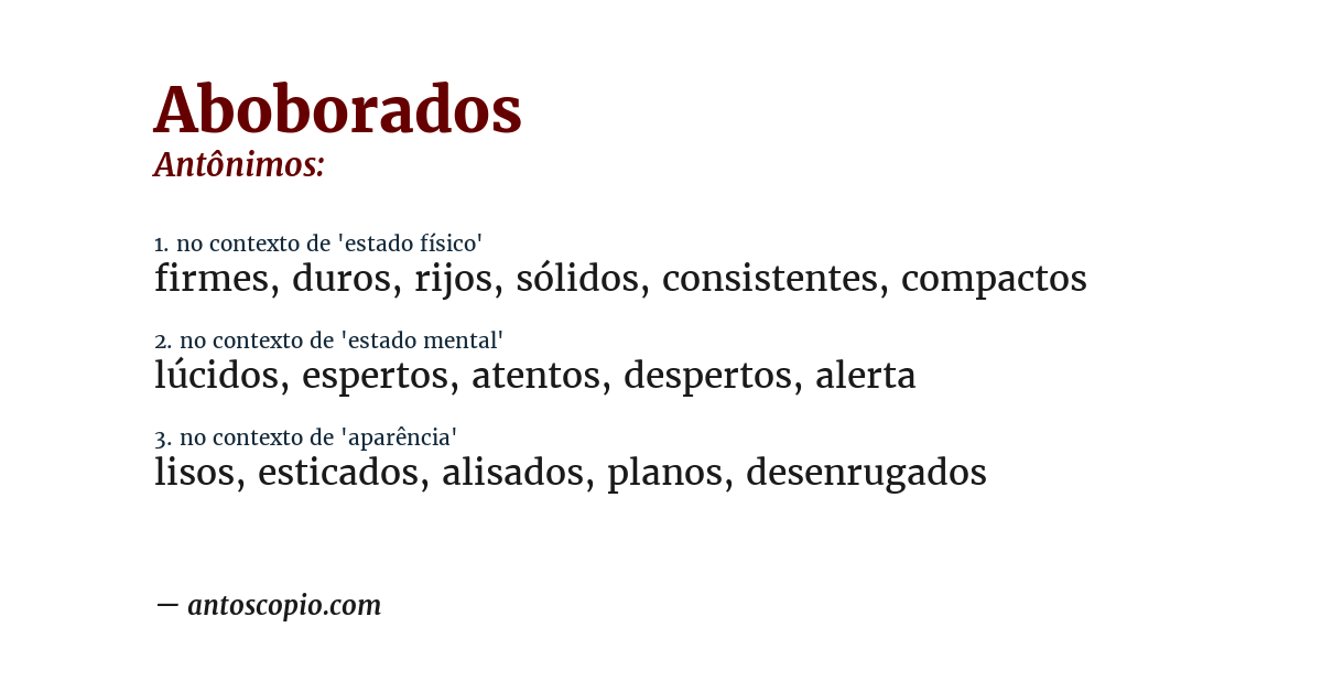 Antônimo de aboborados