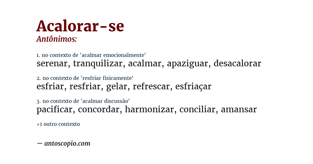 Antônimo de acalorar-se