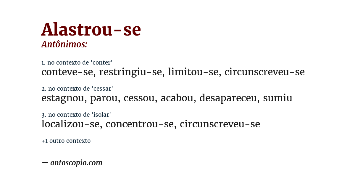 Antônimo de alastrou-se