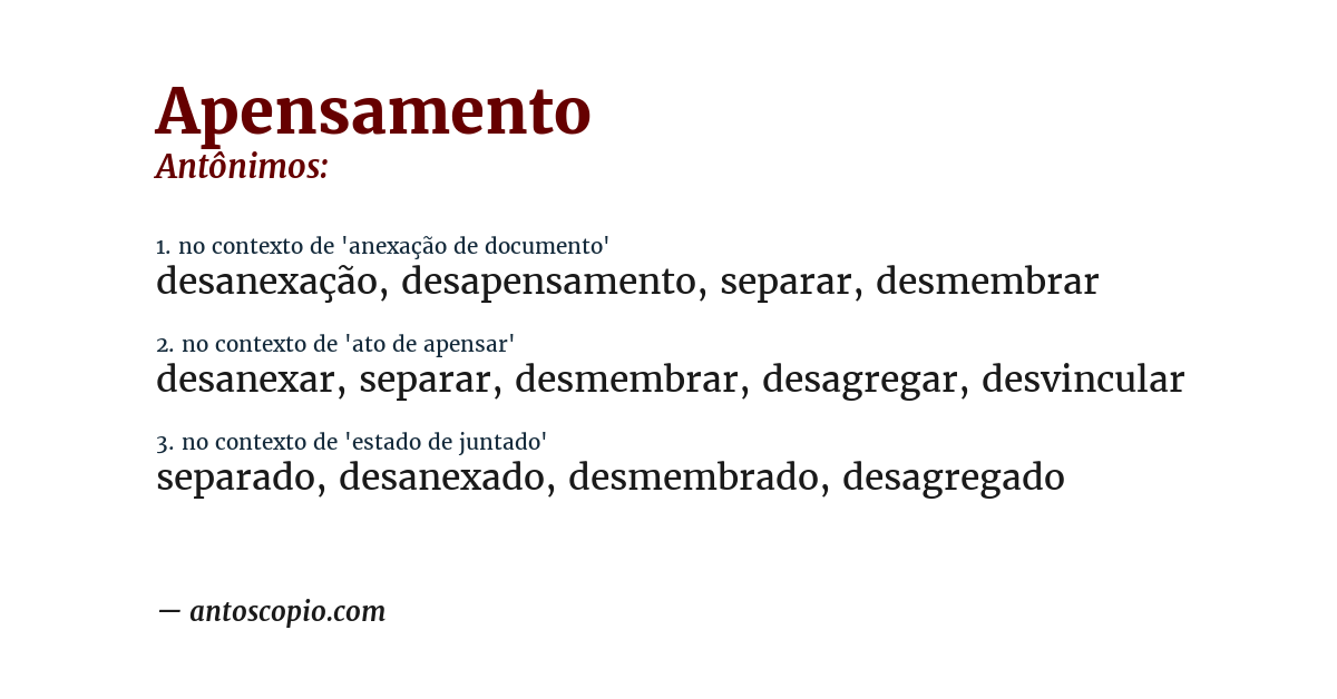 Antônimo de apensamento