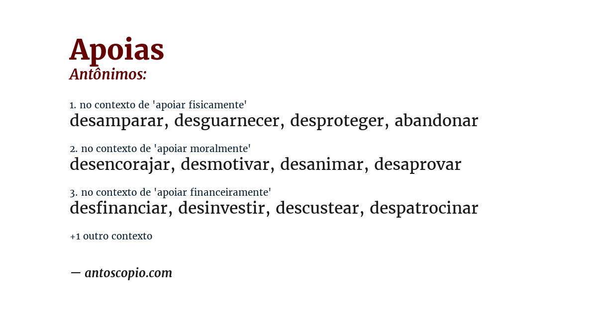 Antônimo de apoias