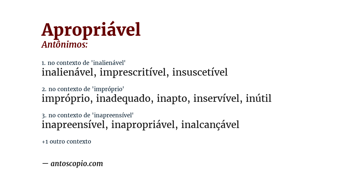 Antônimo de apropriável