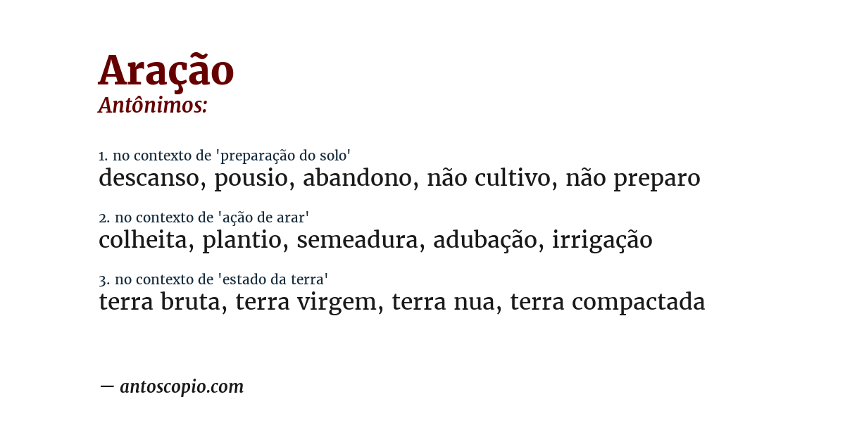 Antônimo de aração