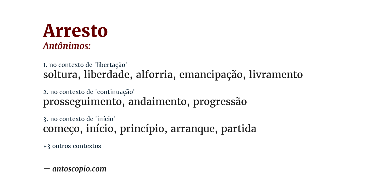 Antônimo de arresto