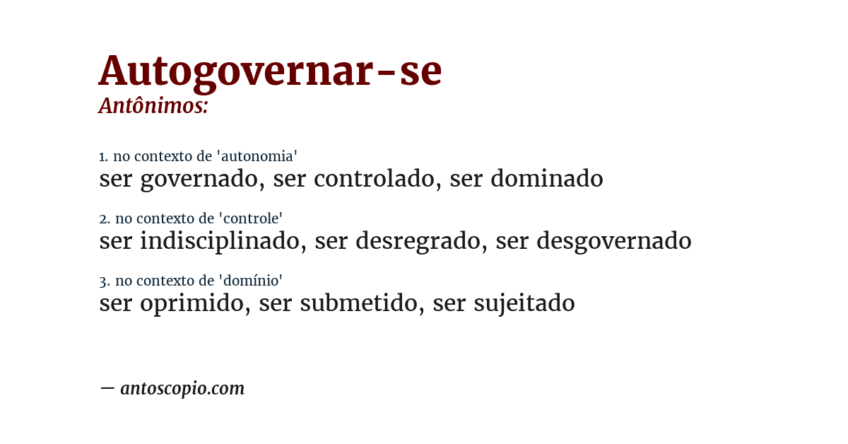 Antônimo de autogovernar-se