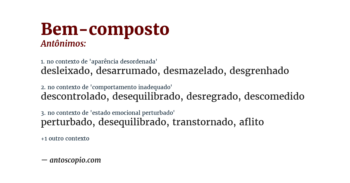 Antônimo de bem-composto