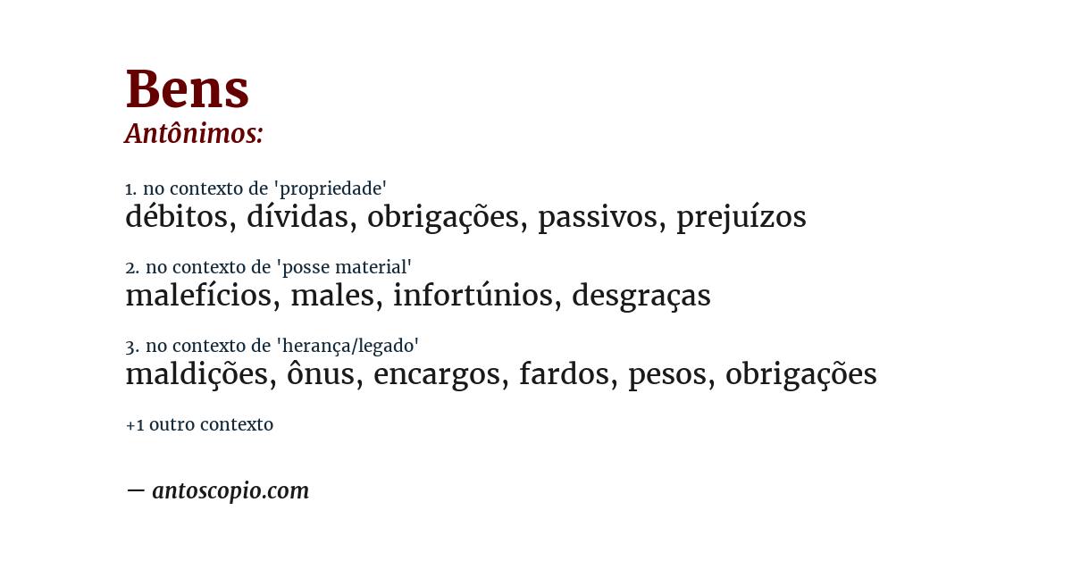 Antônimo de bens