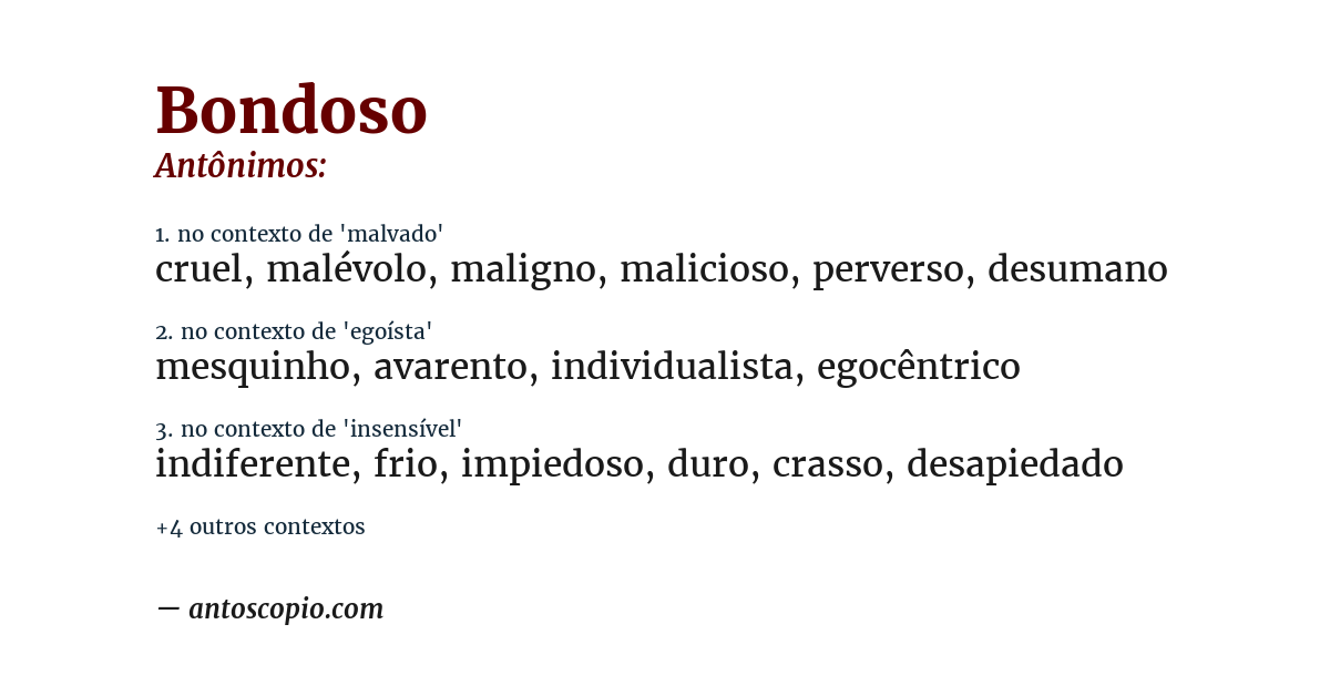 Antônimo de bondoso