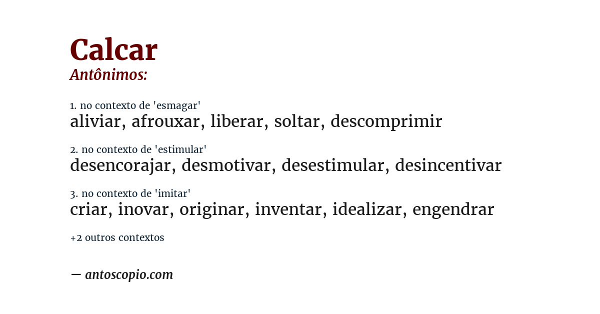 Antônimo de calcar