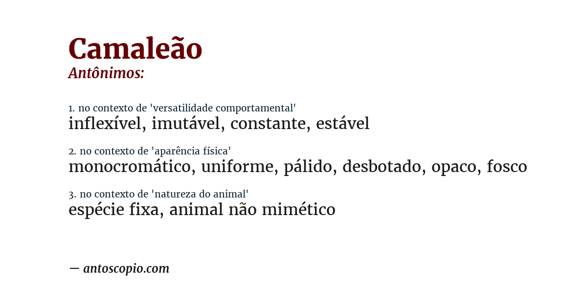 Antônimo de camaleão