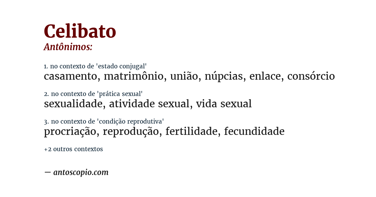 Antônimo de celibato