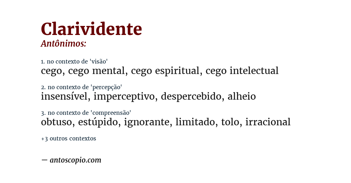 Antônimo de clarividente
