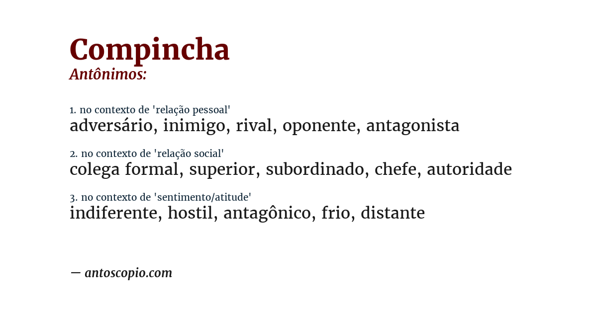 Antônimo de compincha