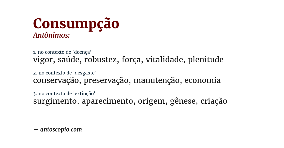 Antônimo de consumpção