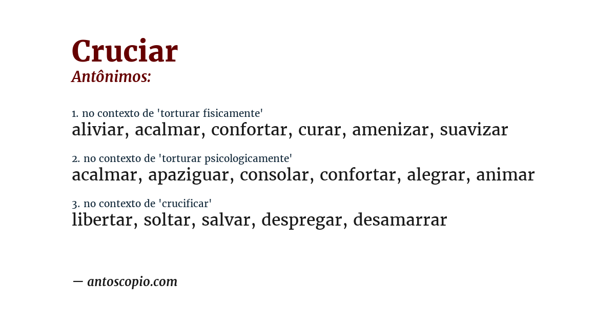 Antônimo de cruciar