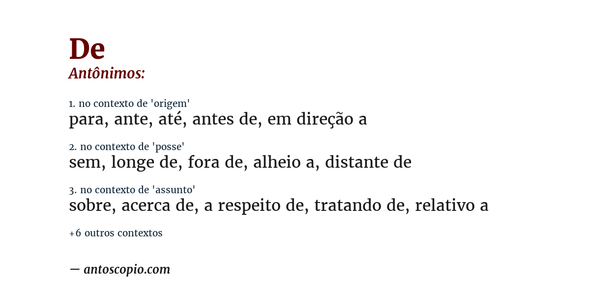Antônimo de de