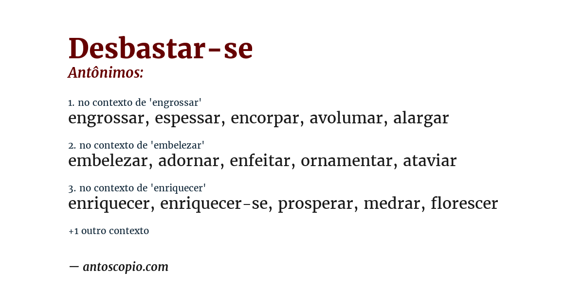 Antônimo de desbastar-se