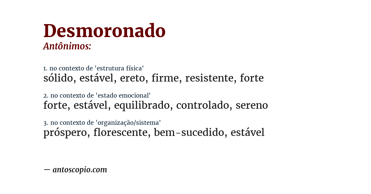 Antônimo de desmoronado