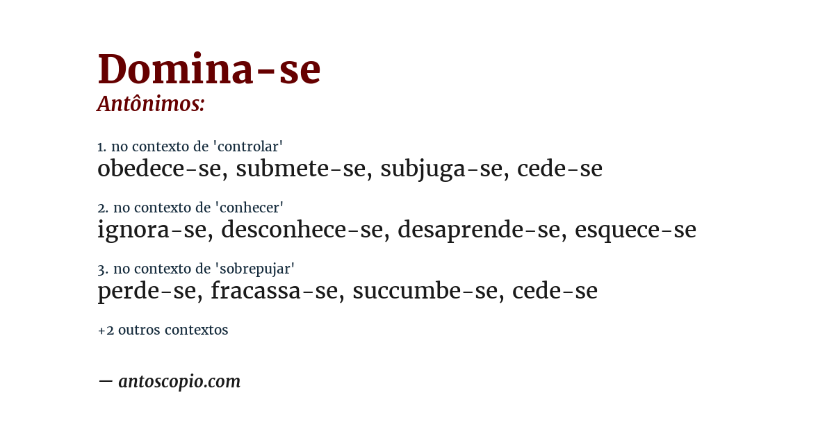 Antônimo de domina-se