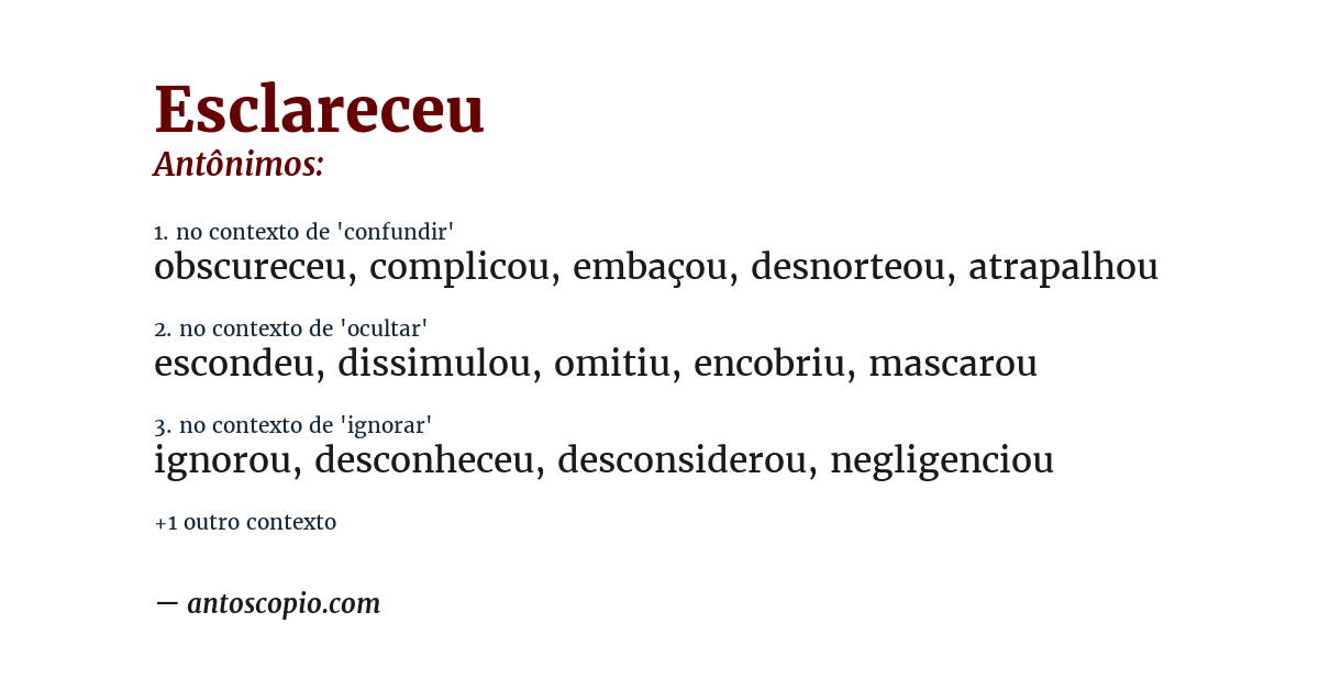 Antônimo de esclareceu