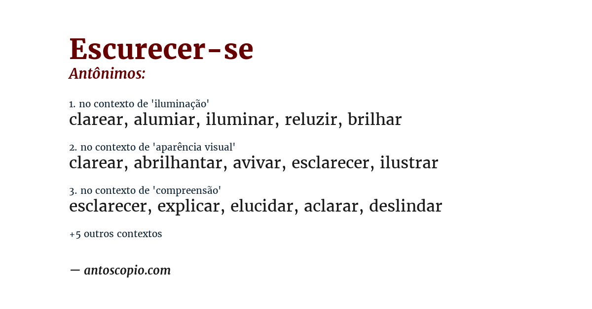 Antônimo de escurecer-se