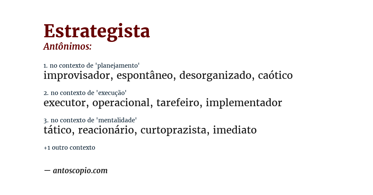 Antônimo de estrategista